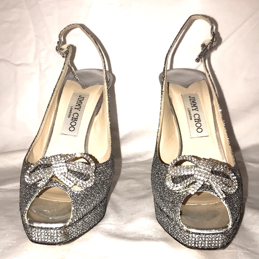 Jimmy Choo 38 1/2 EU Glitter/Silver - Picture 13 of 15